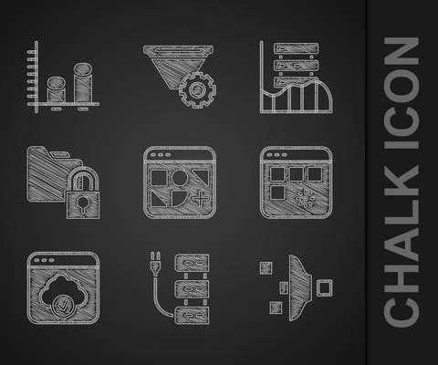 Set Different files, Server, Filter setting, Loading data window, Cloud Stockillustratie