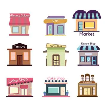 Set of different flat store icons Stock Illustration