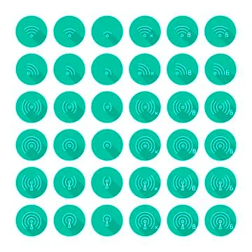 Set of different flat vector wi-fi and wireless icons with long shadow for Stock Illustration