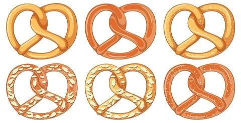 Set of different flavor pretzel breads Stockillustratie