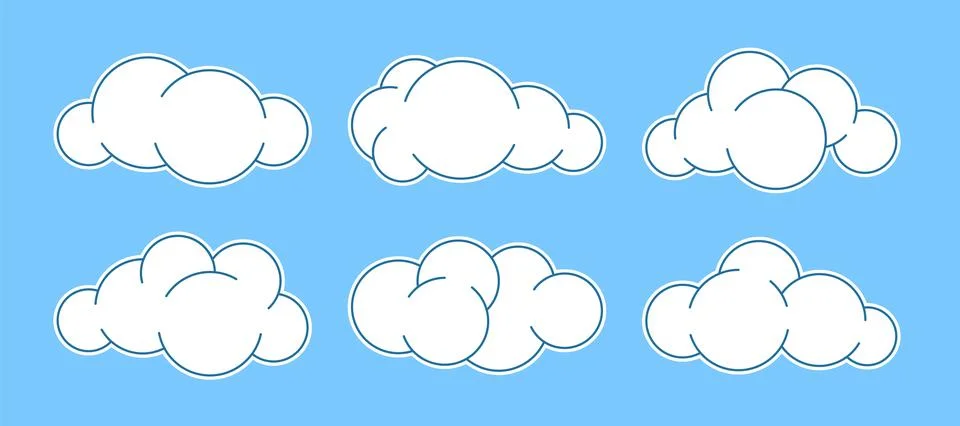 Set of different fluffy cumulus clouds Stock Illustration