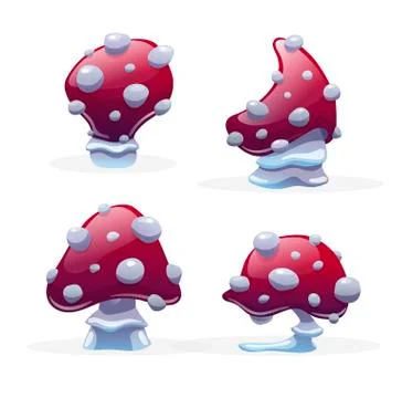 Set of different fly agaric, poison mushrooms Stock Illustration
