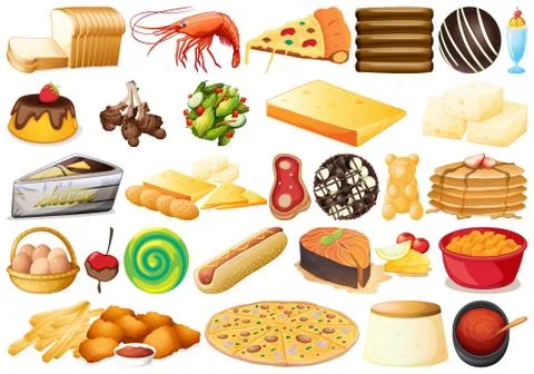 Set of different food Stock Illustration