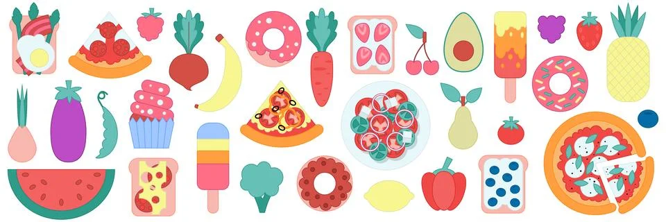 Set of different food Stock Illustration