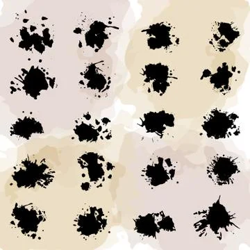 Set of different form grunge brushes Stock Illustration