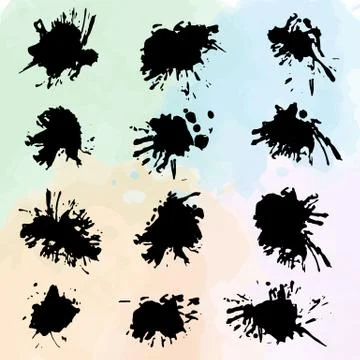 Set of different form grunge brushes Stock Illustration
