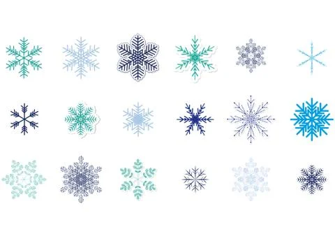 Set of different forms snowflakes Stock Illustration