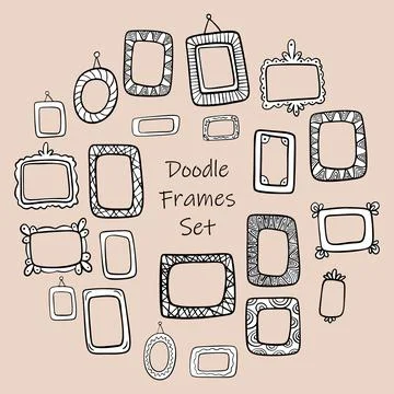 A set of different frames for pictures. Freehand drawing. Doodle. Hand Drawn Stock Illustration