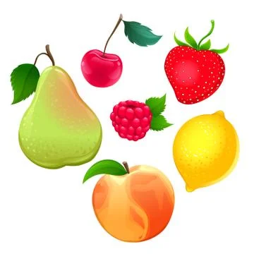 Set of different fruits Stock Illustration