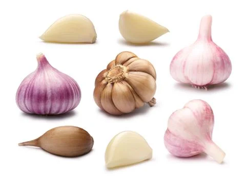 Set of different garlic cloves, paths Stock-Fotos