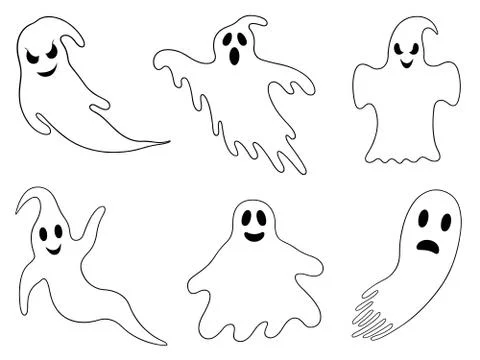 Set of different ghosts Stock Illustration