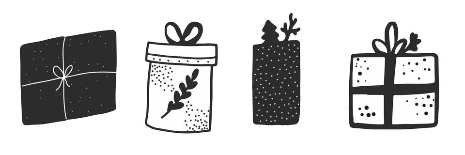 Set of different gift boxes. Flat design. Stock Illustration