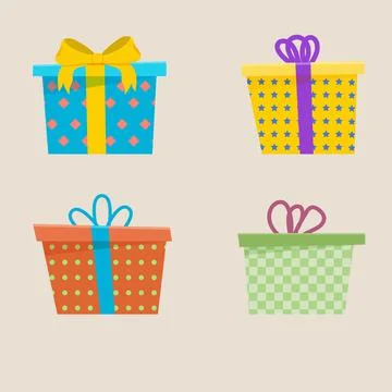 Set of different gift boxes. Flat vector illustration Stock Illustration