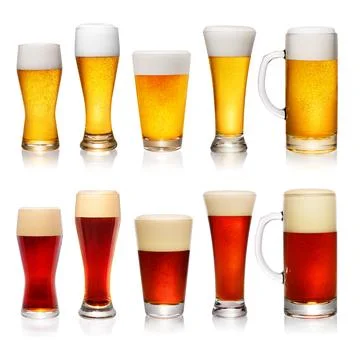 Set of different glasses of beer Stock Photos