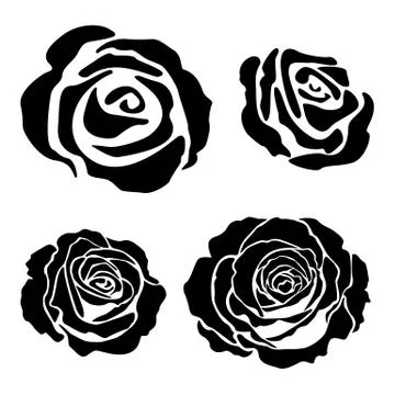 Set of different graphic roses Stock Illustration