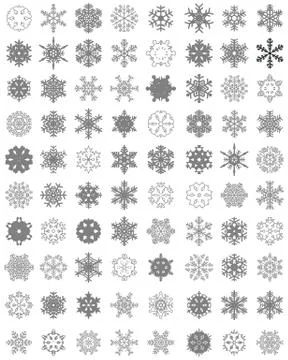 Set of different gray snowflakes Stock Illustration
