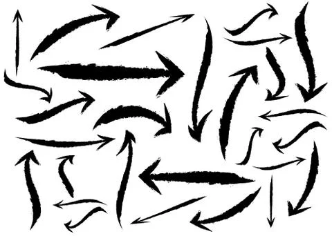 Set of different grunge brush arrows, pointers, isolated transparent background イラスト素材