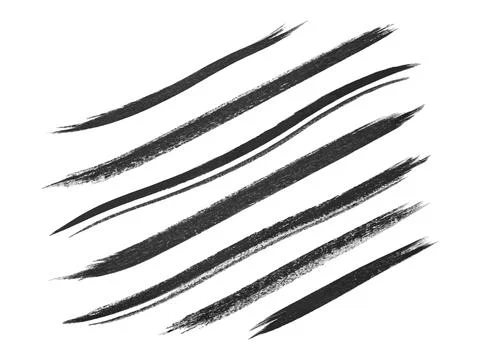 Set of different grunge style paint and ink brush strokes in black color. Han Stock Illustration