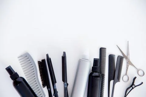 Set of different hairbrushes Stock Photos