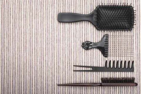 Set of different hairbrushes Stock Photos