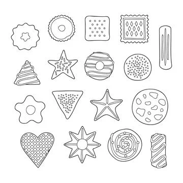 Set of different hand drawn cookies. Stock-Illustration