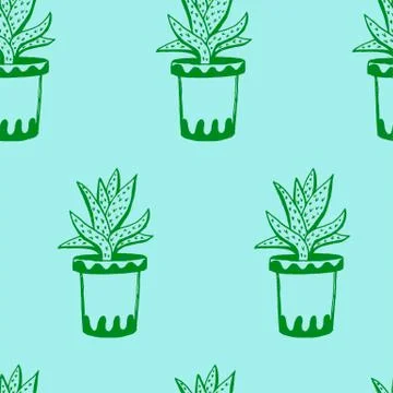 Set of different hand drawn house plants in pots. Isolated decorative plants: Stock Illustration