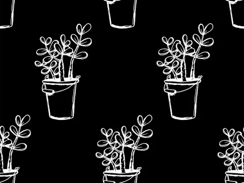 Set of different hand drawn house plants in pots. Isolated decorative plants: Stock Illustration