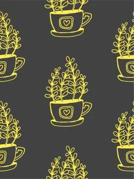 Set of different hand drawn house plants in pots. Isolated decorative plants: Stock Illustration