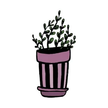 Set of different hand drawn house plants in pots. Isolated decorative plants: Stock Illustration