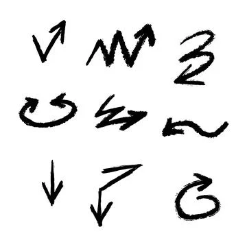 Set of different hand drawn vector arrows. Stockillustratie