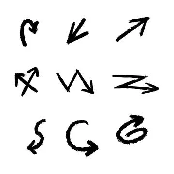 Set of different hand drawn vector arrows. Stock Illustration