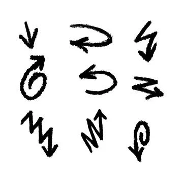 Set of different hand drawn vector arrows. Illustrazione stock