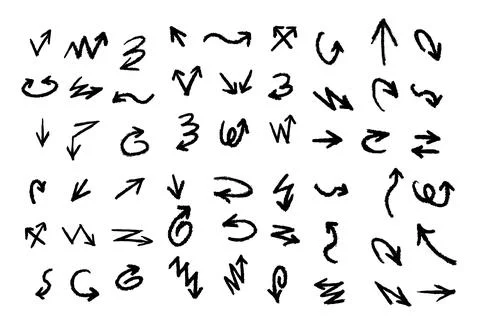 Set of different hand drawn vector arrows. Stockillustratie