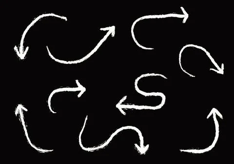 Set of different hand drawn vector arrows. Illustrazione stock