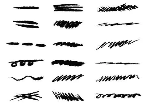 Set of different hand drawn vector strokes. Stock Illustration
