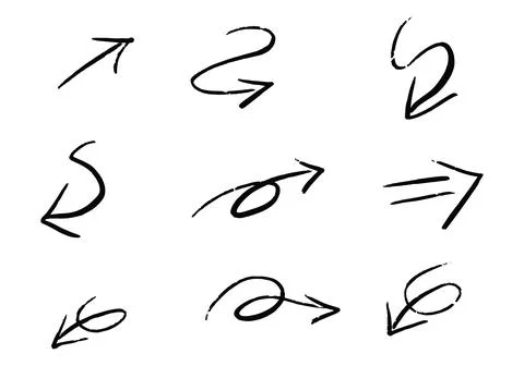 Set of different hand drawn vector arrows. Stock Illustration