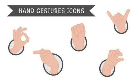 Set of different hand gesture icons Vector Illustrazione stock