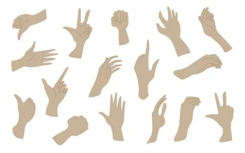 Set of different hand gestures. Vector illustration. Stock Illustration