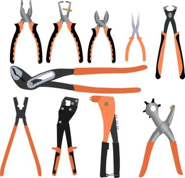 Set of different handle pliers working tools vector design Stock Illustration