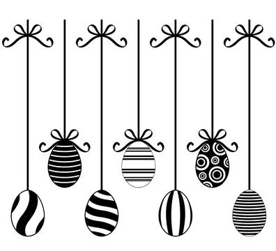 Set of different hanging Easter egg decorations Stock Illustration