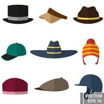 Set of different headgear isolated on white background. Stockillustratie