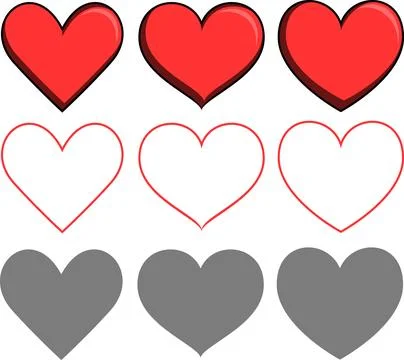 Set of different heart shapes Stock Illustration