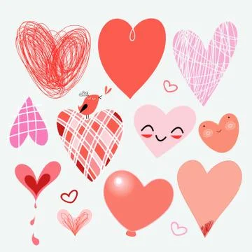 Set of different hearts Stock Illustration