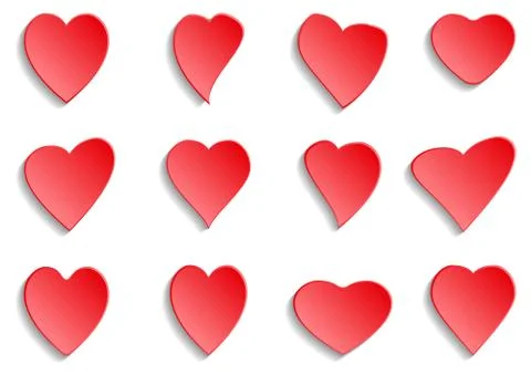 Set of different hearts Stock Illustration