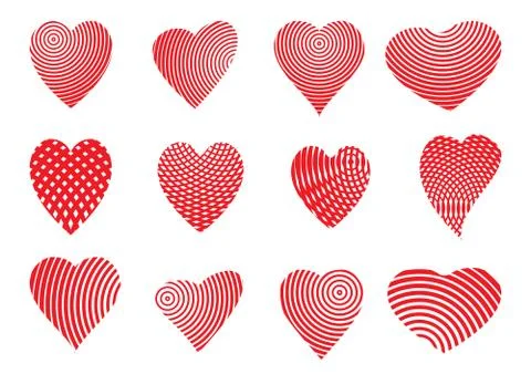 Set of different hearts Stock Illustration