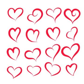 Set of different hearts shape Stock Illustration