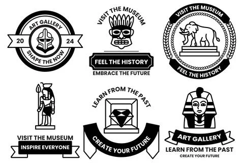 A set of different historical museum badges Ilustración de archivo