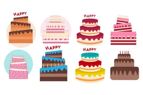 Set of different holiday cakes. Template for background, banner, card, poster Stock Illustration