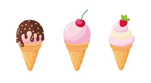 Set with different ice creams. Stock Illustration