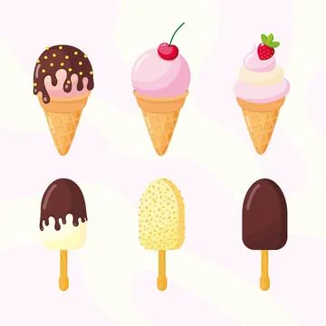 Set with different ice creams. Stock Illustration